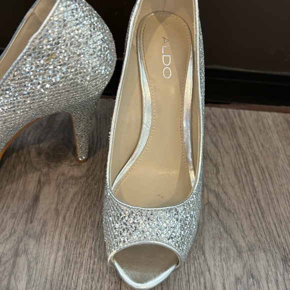 Aldo silver sparkle peep toe pumps - Picture 4 of 5